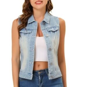 Lauren Conrad Light Wash Denim Sleeveless Vest XS